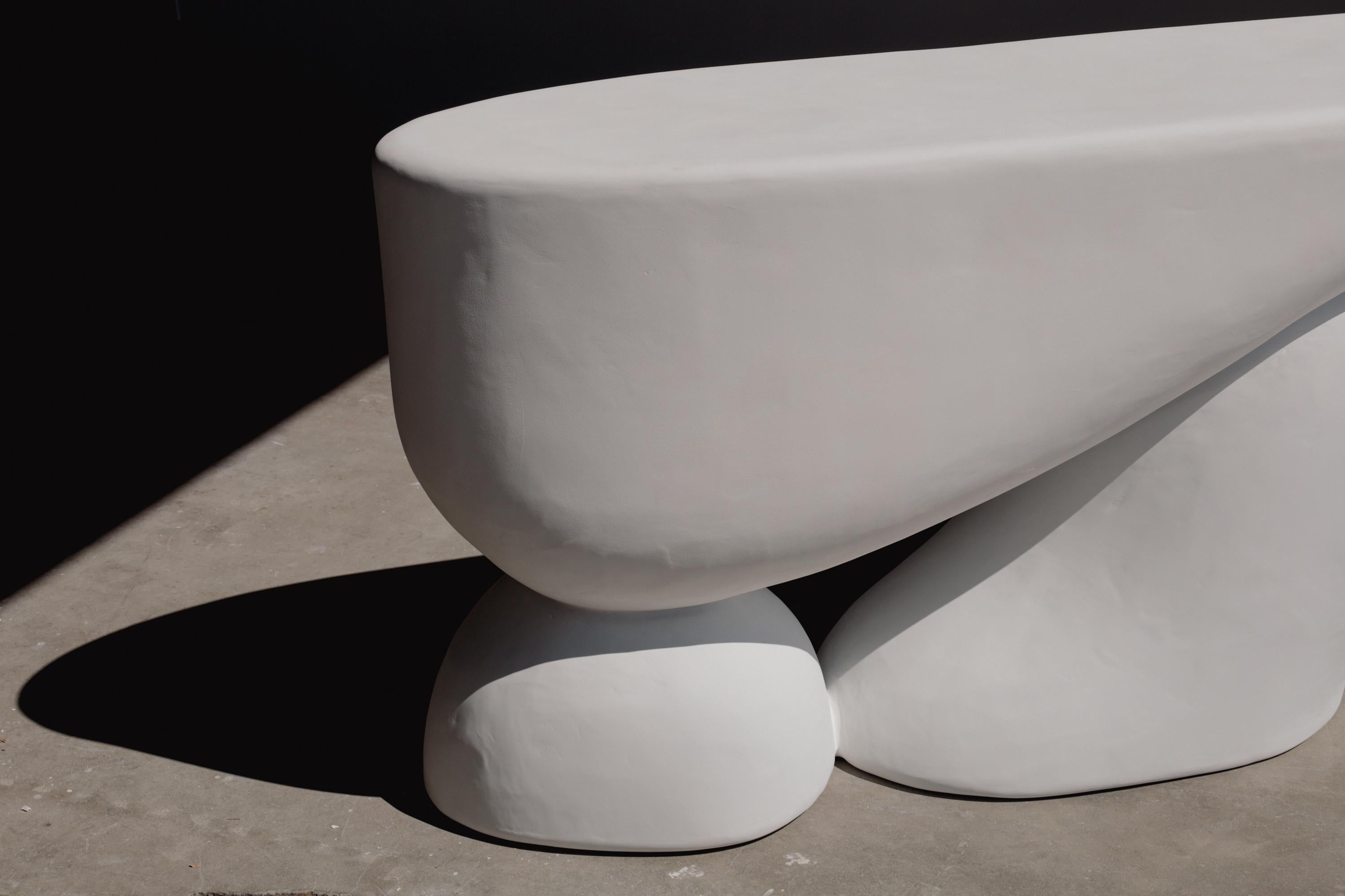 American moby sculptural plaster console in salt by öken house studios For Sale