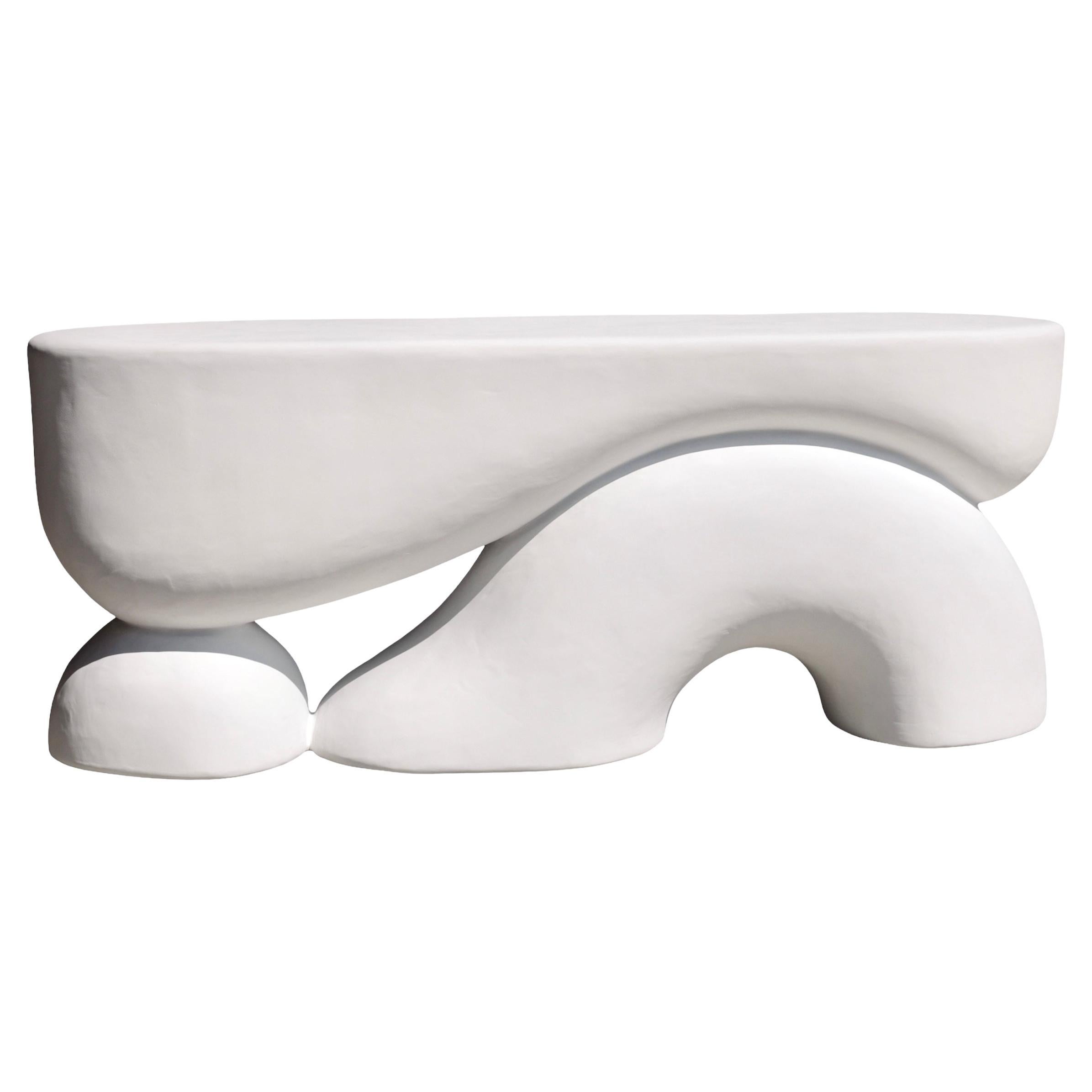 moby sculptural plaster console in salt by öken house studios For Sale