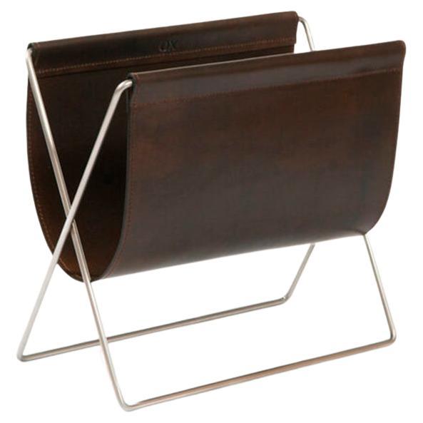 Nature Leather and Steel Maggiz Magazine Rack by OxDenmarq For Sale at ...