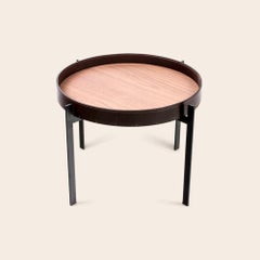 Mocca Leather and Walnut Wood Single Deck Table by Ox Denmarq