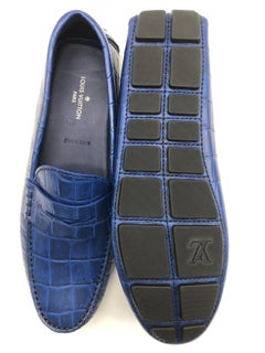 Louis vuitton Men Loafers in blue crocodile stylished leather// New!
