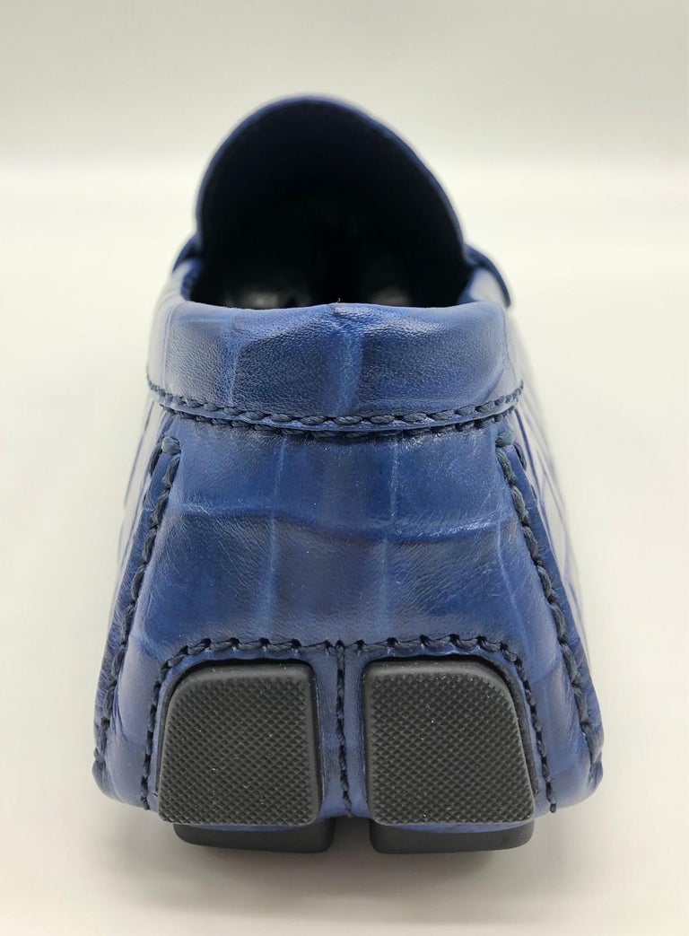 Louis vuitton Men Loafers in blue crocodile stylished leather// New! For Sale at 1stdibs