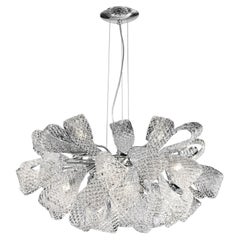 Mocenigo 21-Light modern organic Clear Murano Glass Chandelier by Sylcom, Italy
