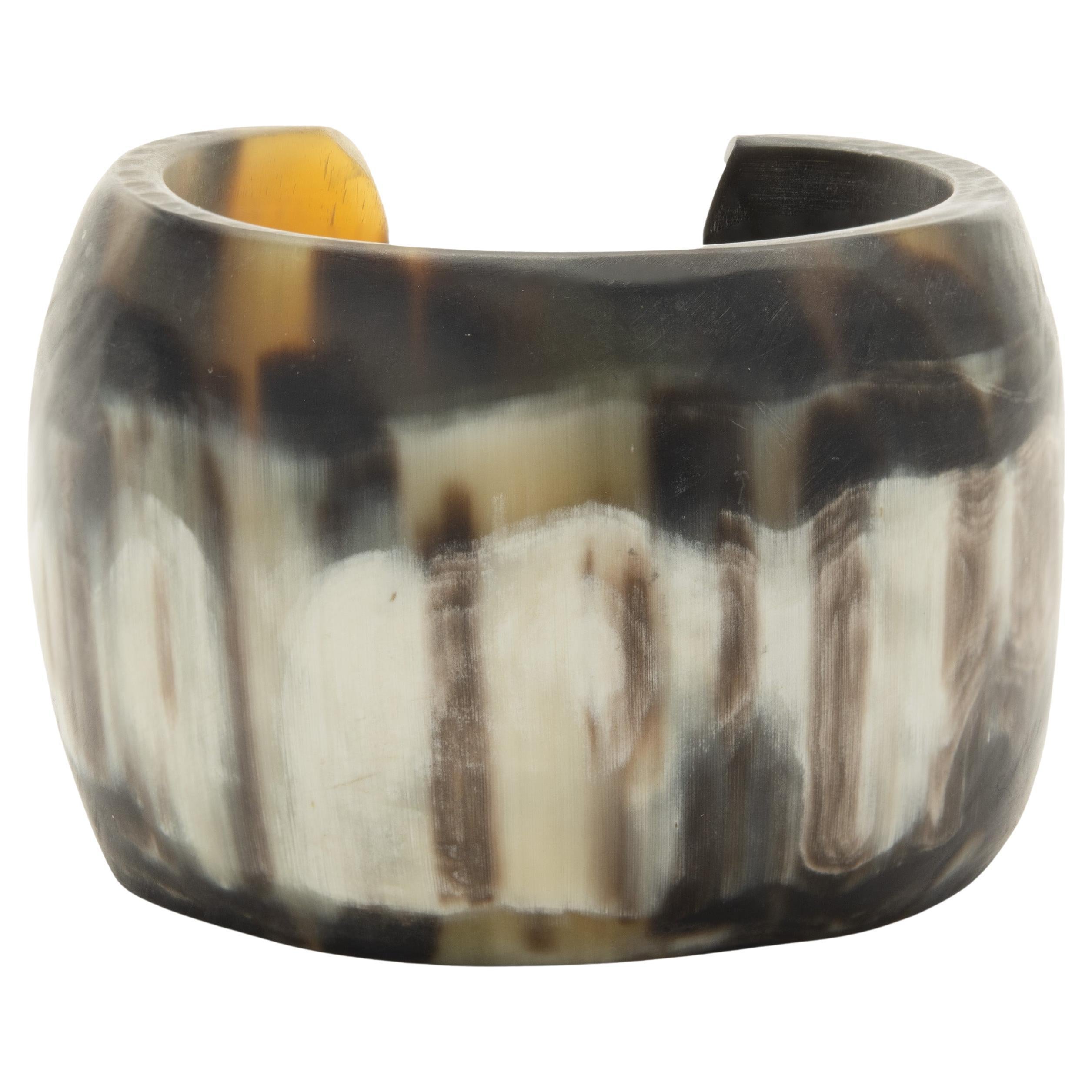 Vintage Louis Feraud Paris Black Resin Lucite Cuff Bangle Bracelet