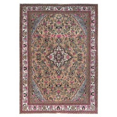 Mocha Brauner, handgeknüpfter persischer Hamadan-Teppich aus Wolle im Used-Look
