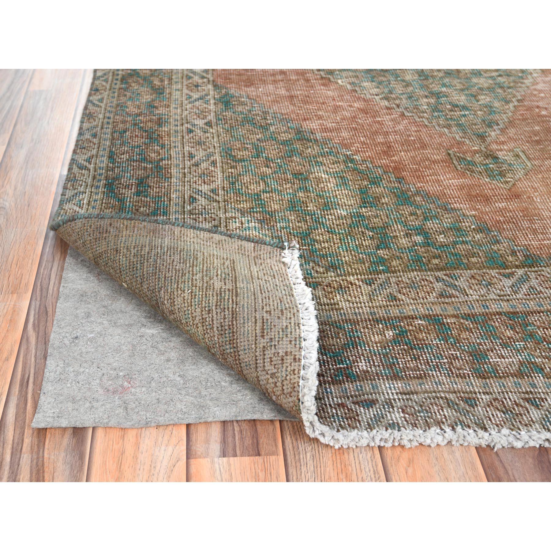 Medieval Mocha Brown, Hand Knotted Vintage Persian Shiraz Worn Wool, Distressed Look Rug For Sale
