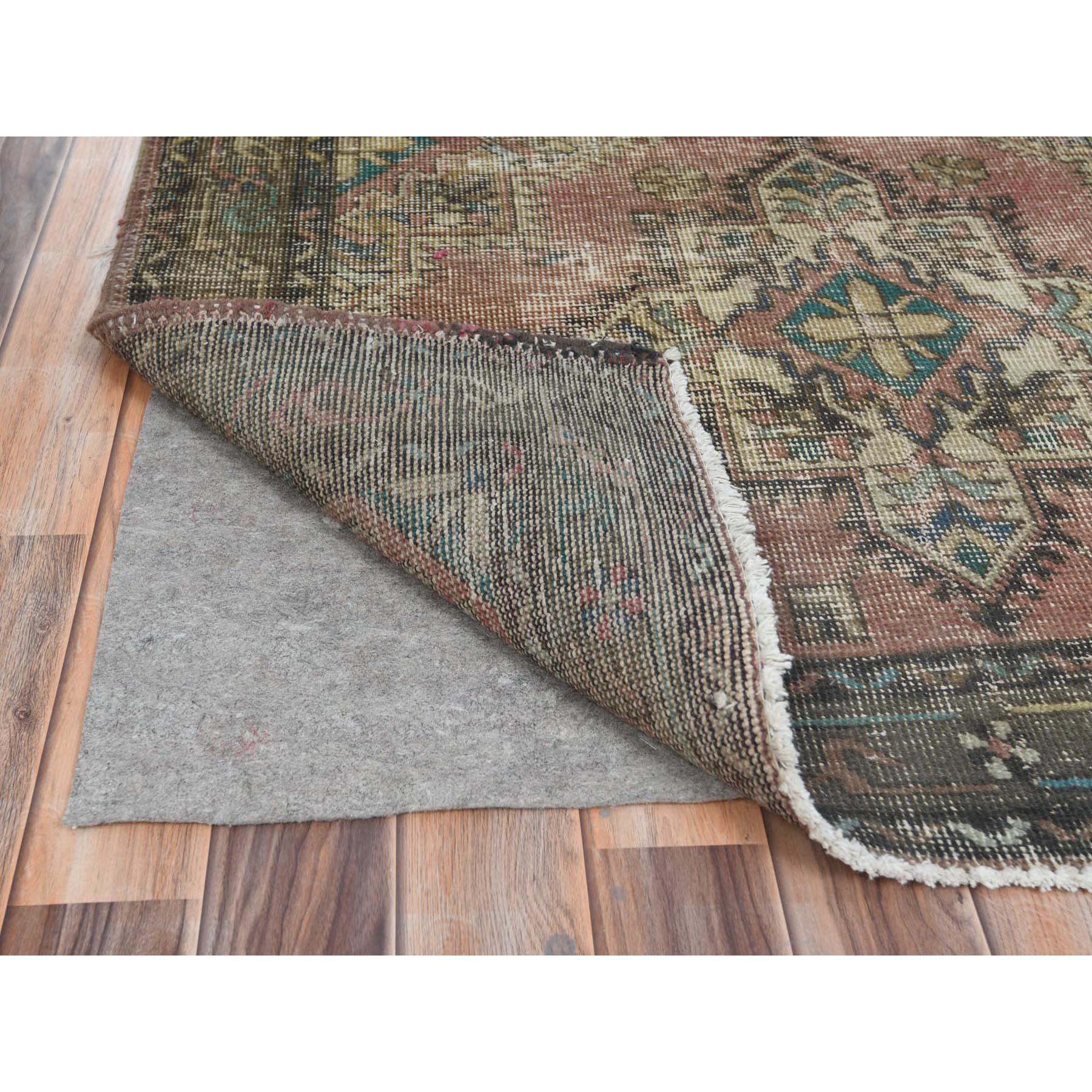 Medieval Mocha Brown, Hand Knotted Vintage Persian Tabriz, Worn Wool Distressed Rug For Sale