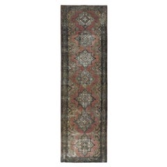 Tapis persan Tabriz vintage en laine usée, marron moka, noué à la main, usé