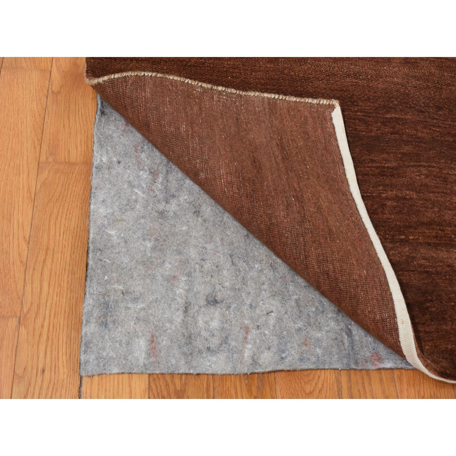 Indien Tapis oriental Gabbeh moderne en pure laine nouée à la main Mocha Brown Rainbow Design en vente