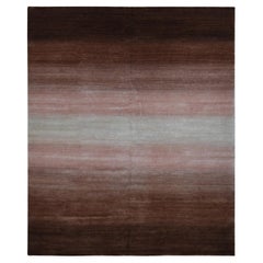 Mocha Brown Rainbow Design Modern Gabbeh Pure Wool Hand Knotted Oriental Rug