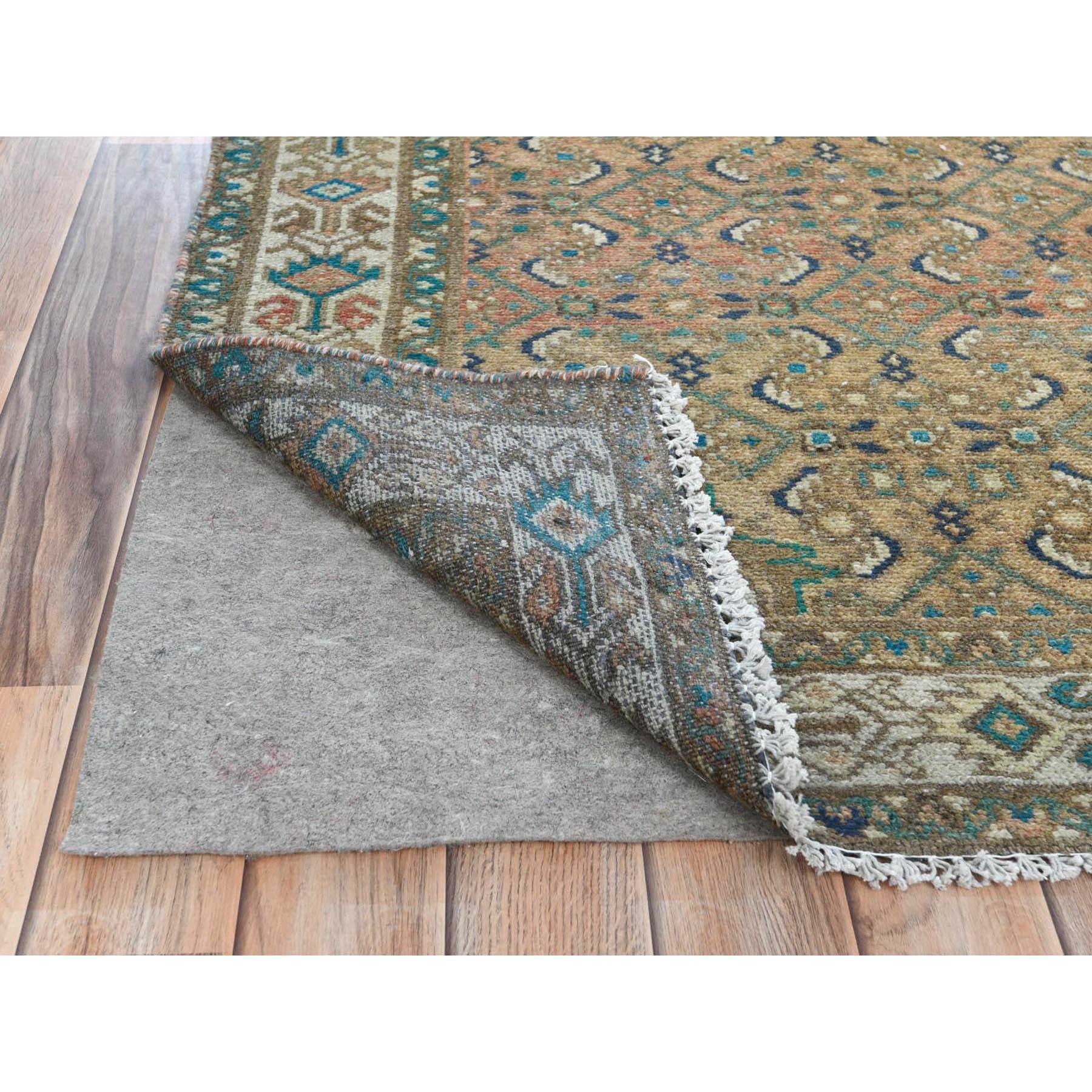 Medieval Mocha Brown, Vintage Persian Hamadan, Abrash, Distressed Hand Knotted Wool Rug For Sale
