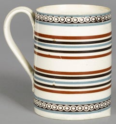 Mocha Creamware Pottery Banded Tankard