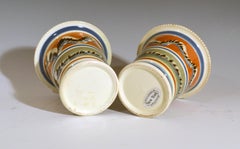 Mocha Creamware Pottery Pair of Cachepots with Earthworm Design