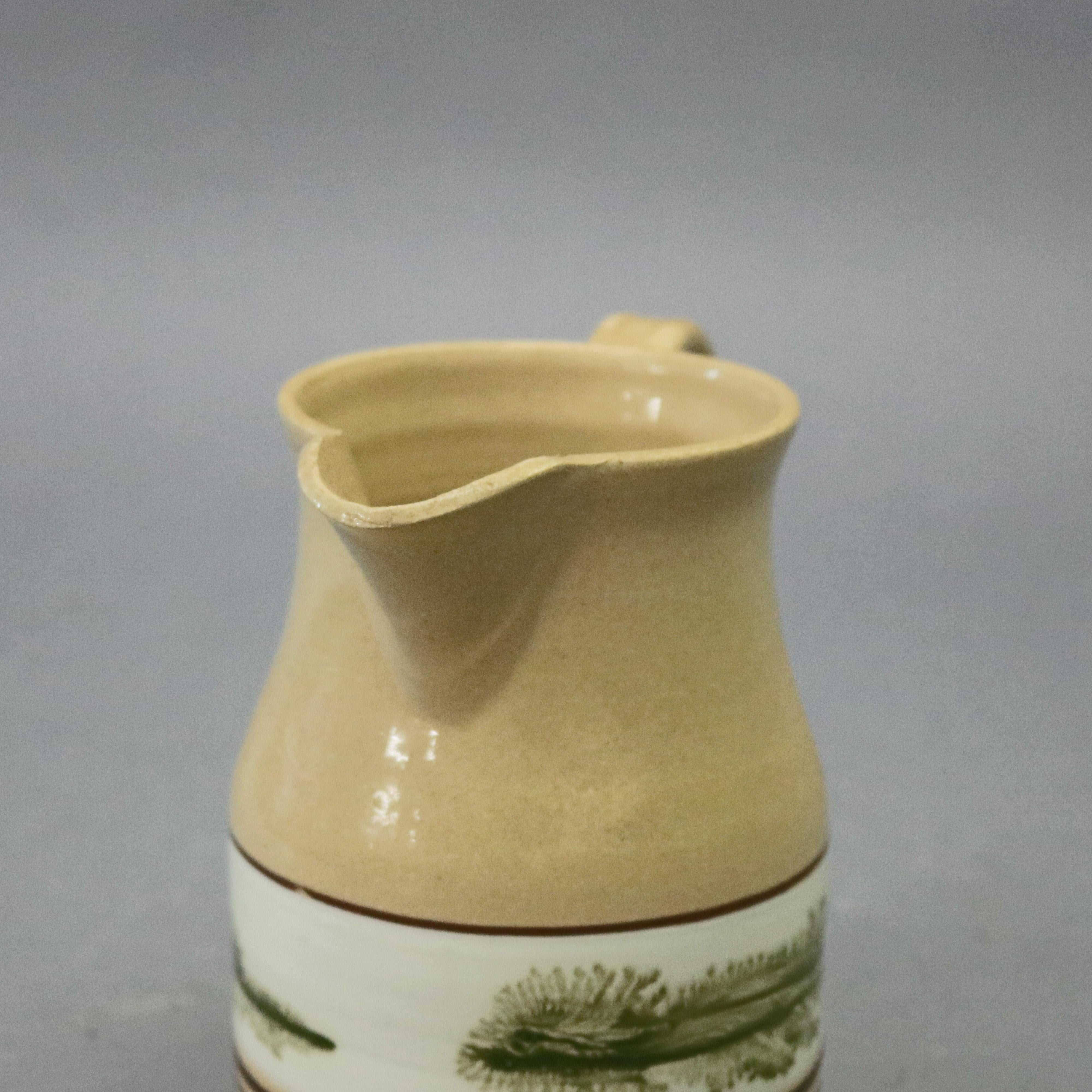 American Mocha Decorated Yellow Ware Batter Jug by East Knoll Pottery, 20th Century