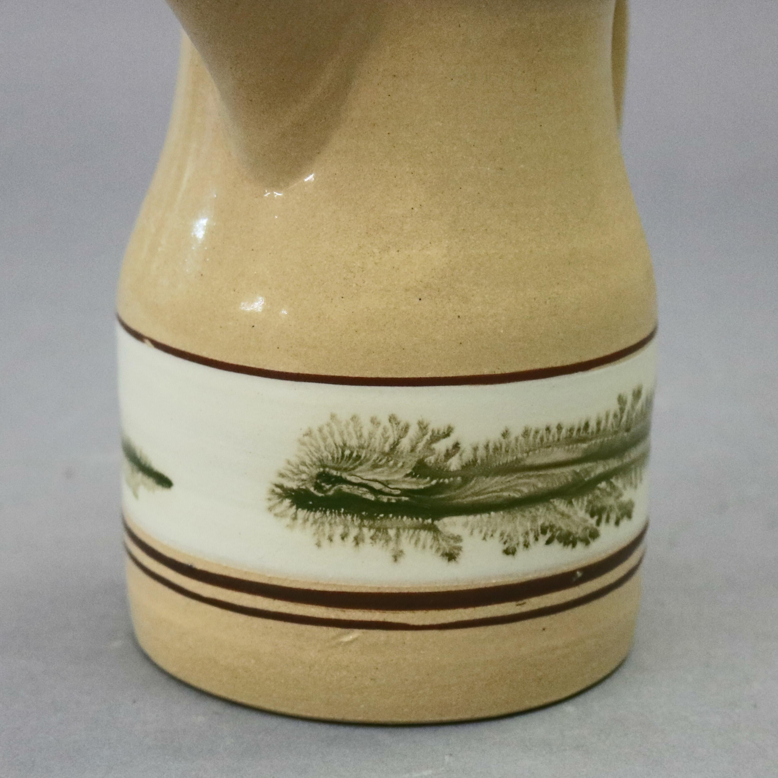 Earthenware Mocha Decorated Yellow Ware Batter Jug by East Knoll Pottery, 20th Century