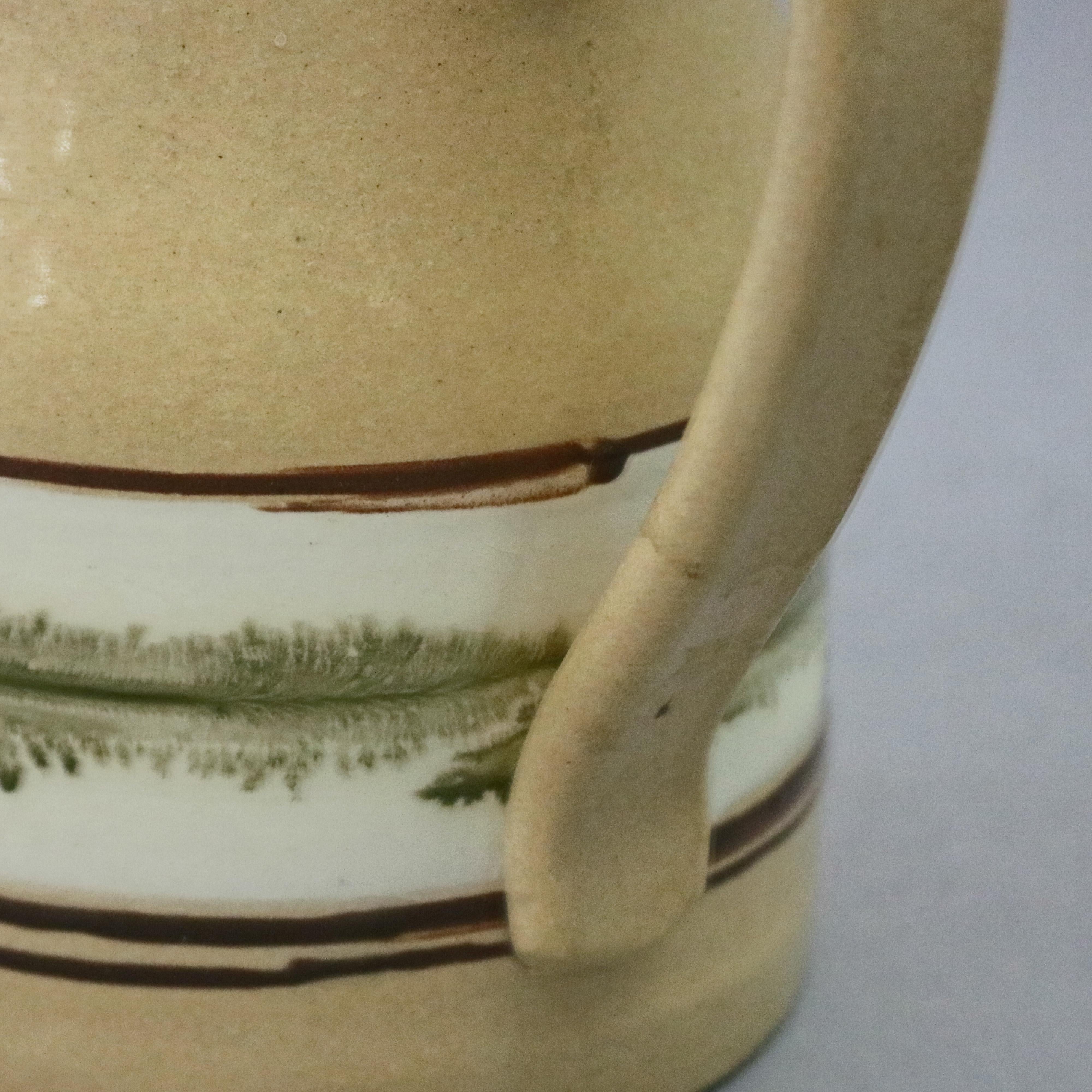 Mocha Decorated Yellow Ware Batter Jug by East Knoll Pottery, 20th Century 1