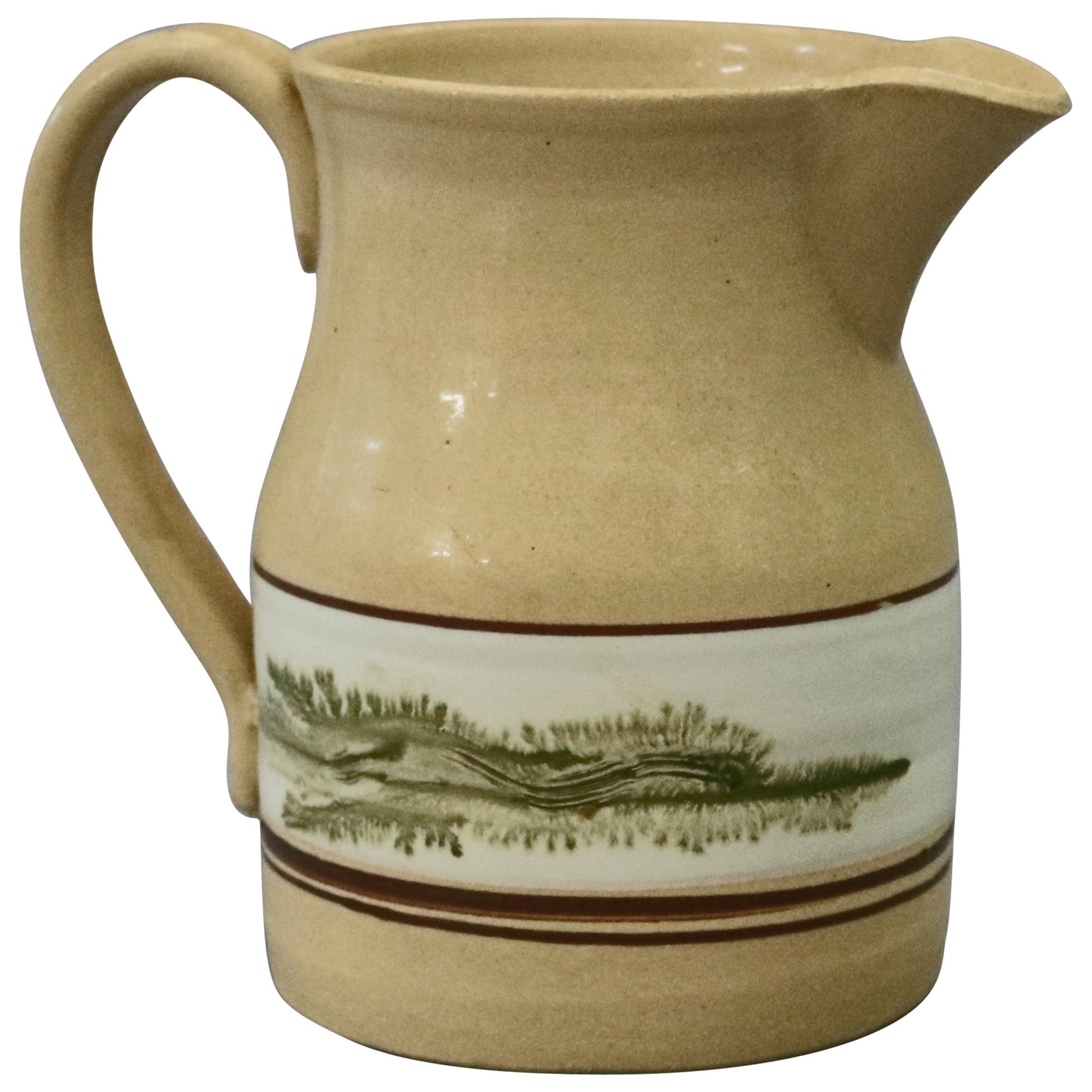 Mocha Decorated Yellow Ware Batter Jug by East Knoll Pottery, 20th Century