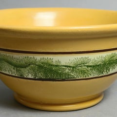 Mocha Decorated Yellow Ware Mixing Bowl by East Knoll Pottery, 20th Century