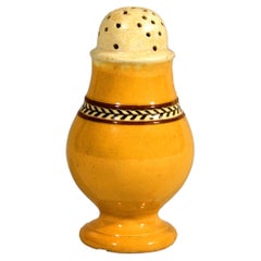 Mocha Pottery Banded Pepper Pot, English Folk Art, Circa 1810, 4.75"