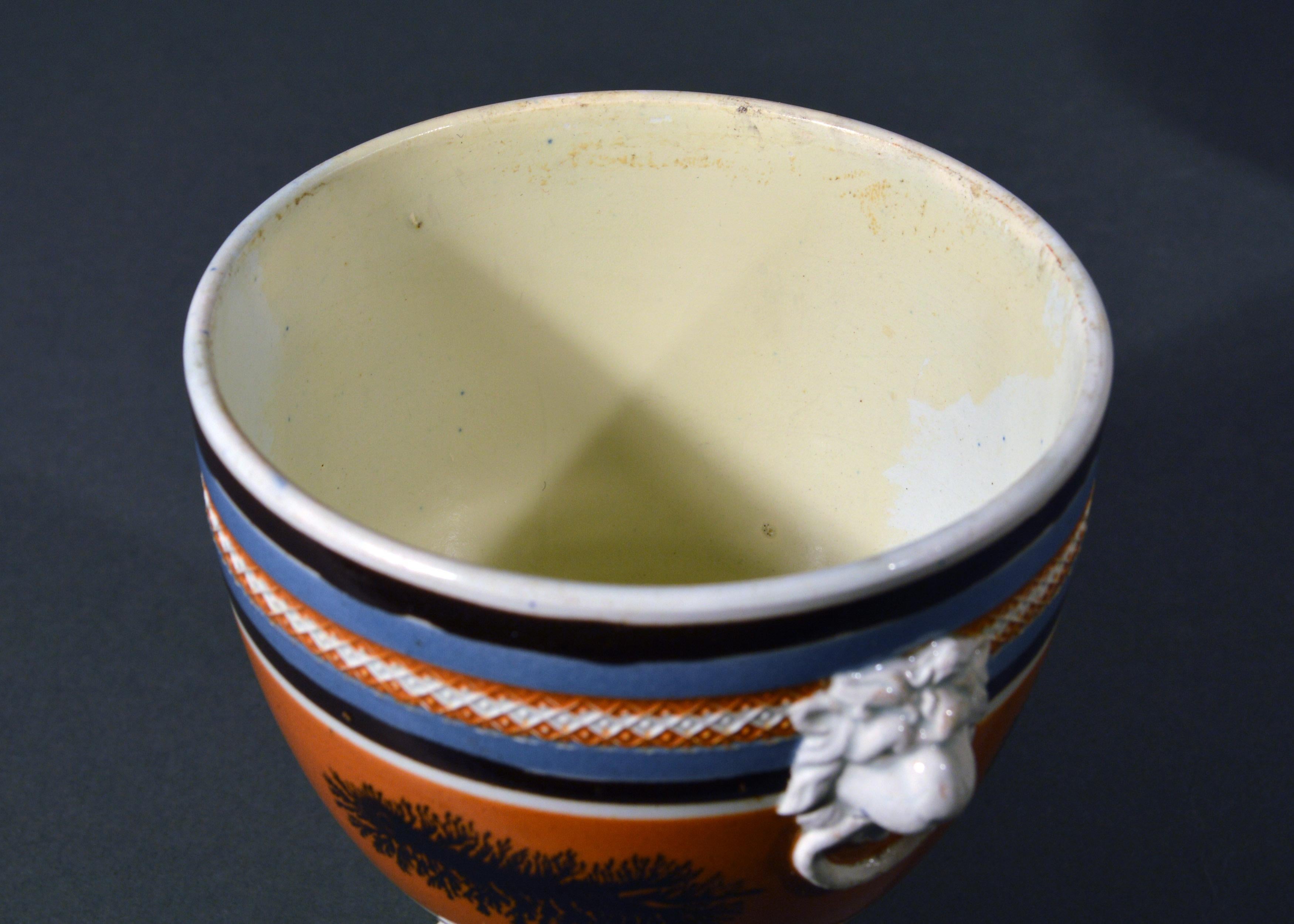 Mocha Pottery Covered Urns with Lion-Head Handles, circa 1825 3