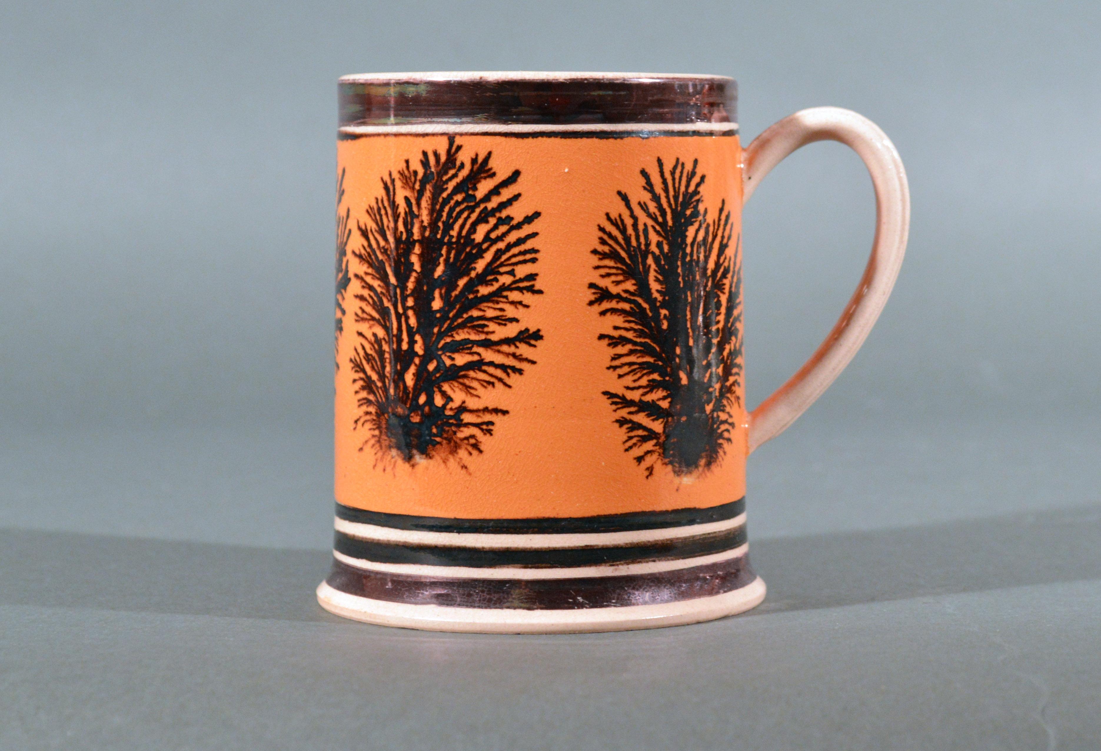 Mocha Pottery Mug with Luster and Seaweed Decoration 2