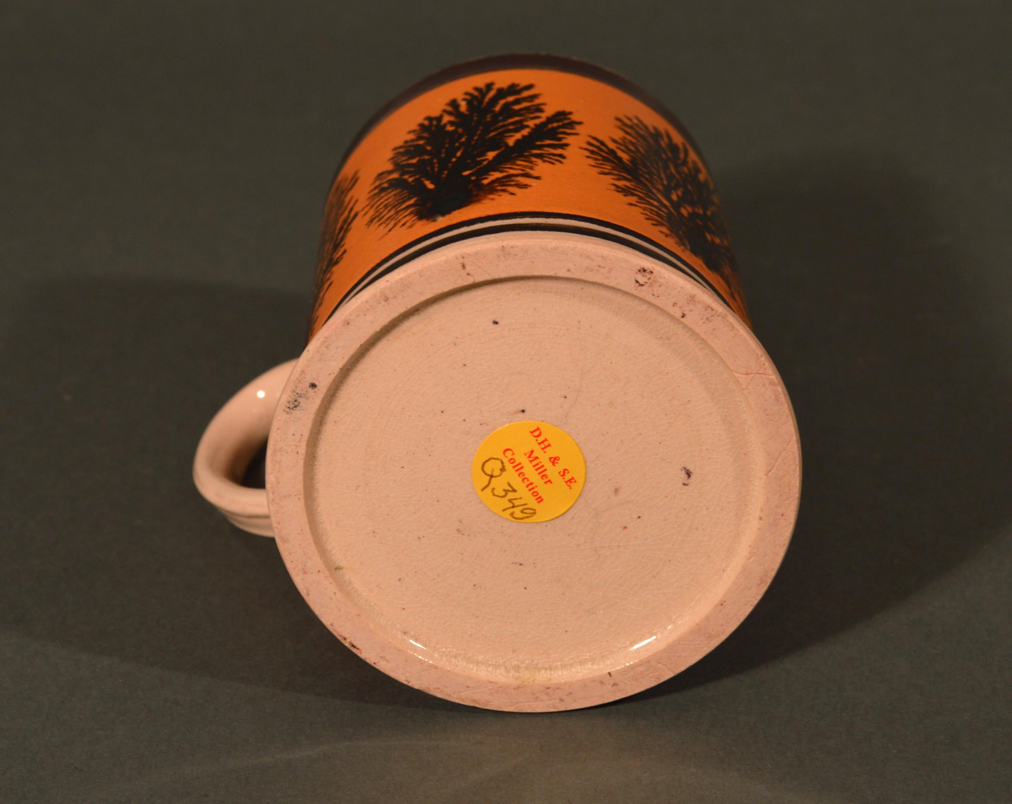 Mocha Pottery Mug with Luster and Seaweed Decoration 3