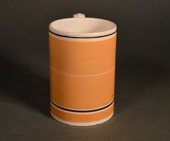 18th-Century Mocha Pottery Mug with Ochre Slip Ground