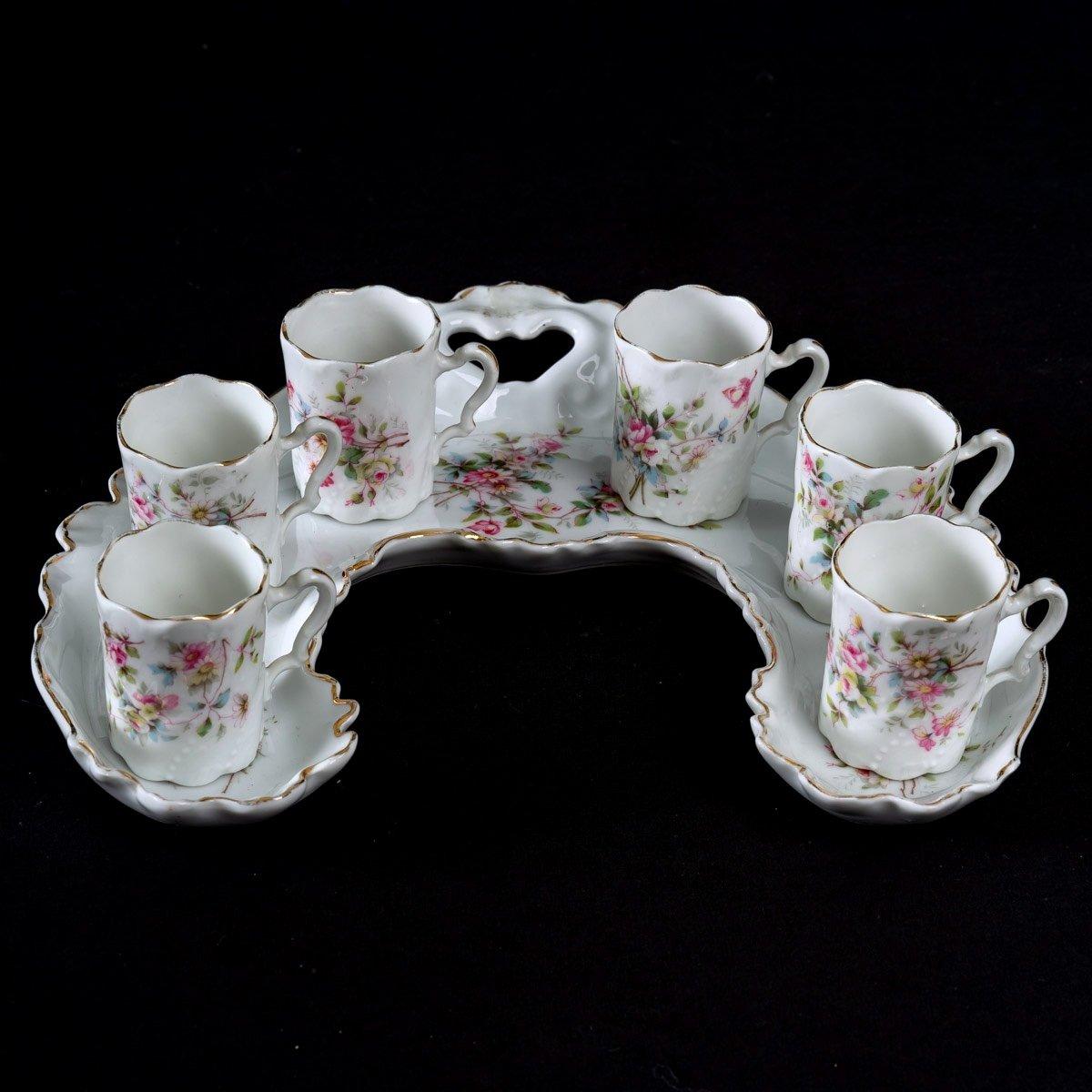 French Mocha Service - Six Cups - Sèvres Porcelain - Period: Art Nouveau For Sale