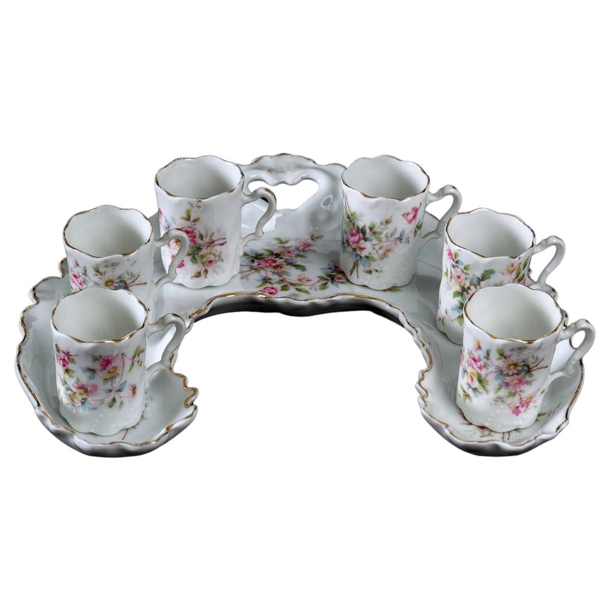 Mocha Service - Six Cups - Sèvres Porcelain - Period: Art Nouveau