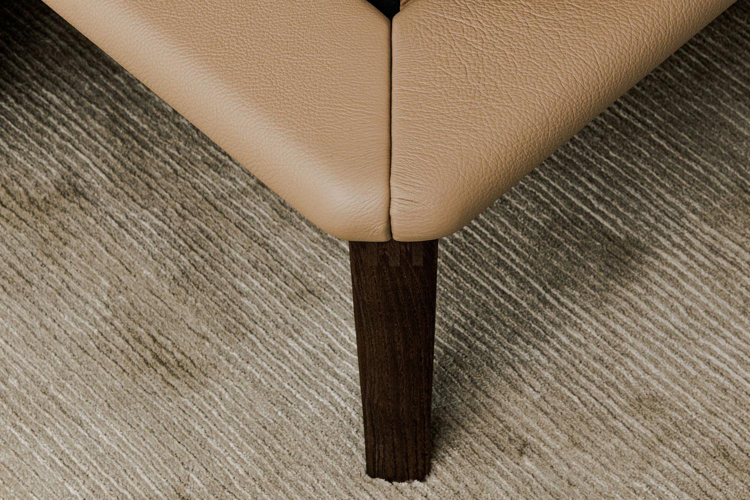 Mocha Stained Wood Frame, Camel Leather Headboard King Size Bed, Poltrona Frau For Sale at