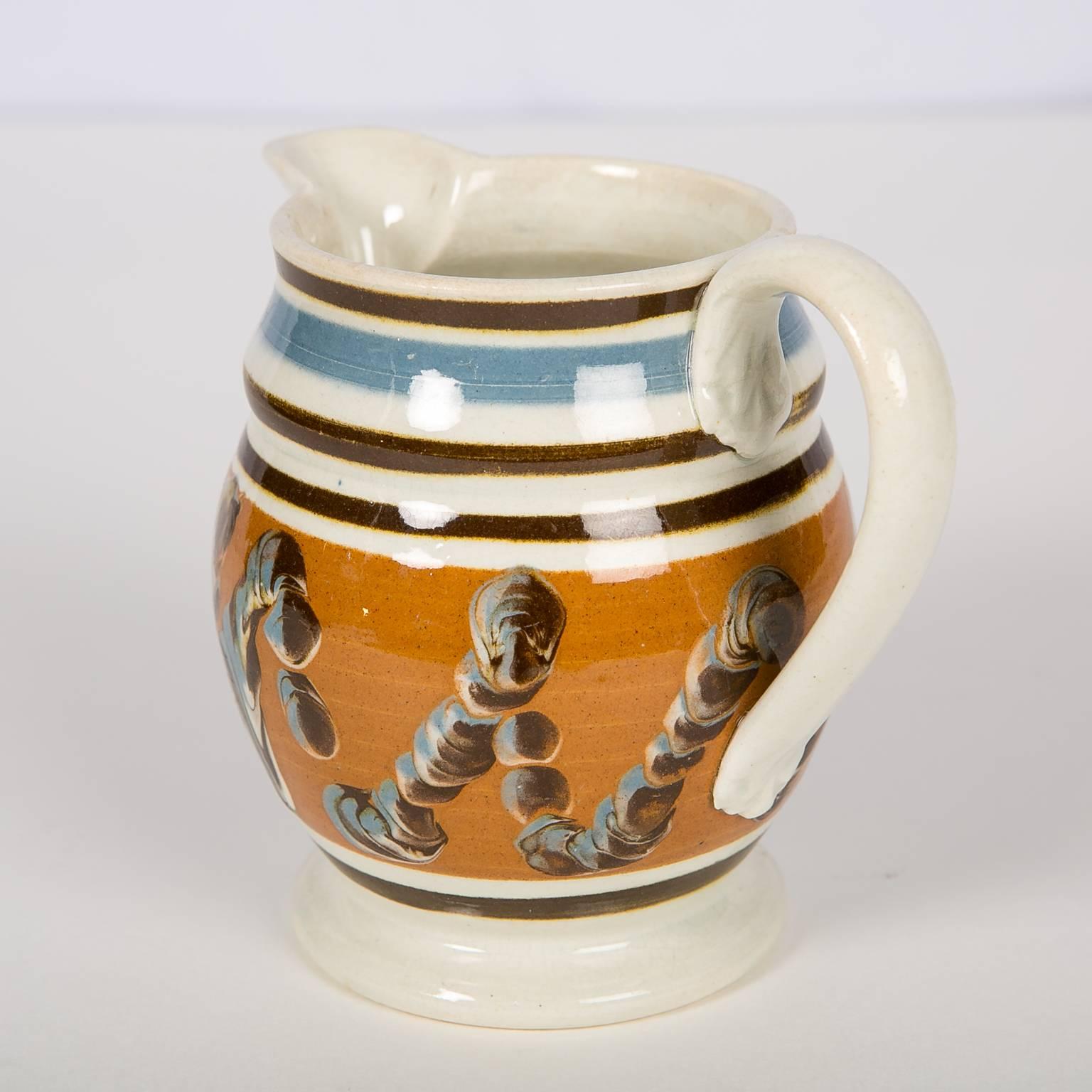 Mocha Ware Pitcher Decorated with a Cable Pattern 1