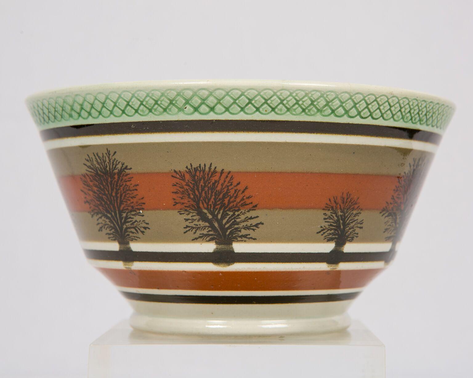 Folk Art Mochaware Bowl Made in England, circa 1815