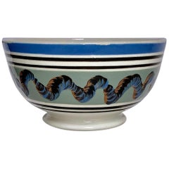 Mochaware Bowl with Three-Color Cable England, circa 1840