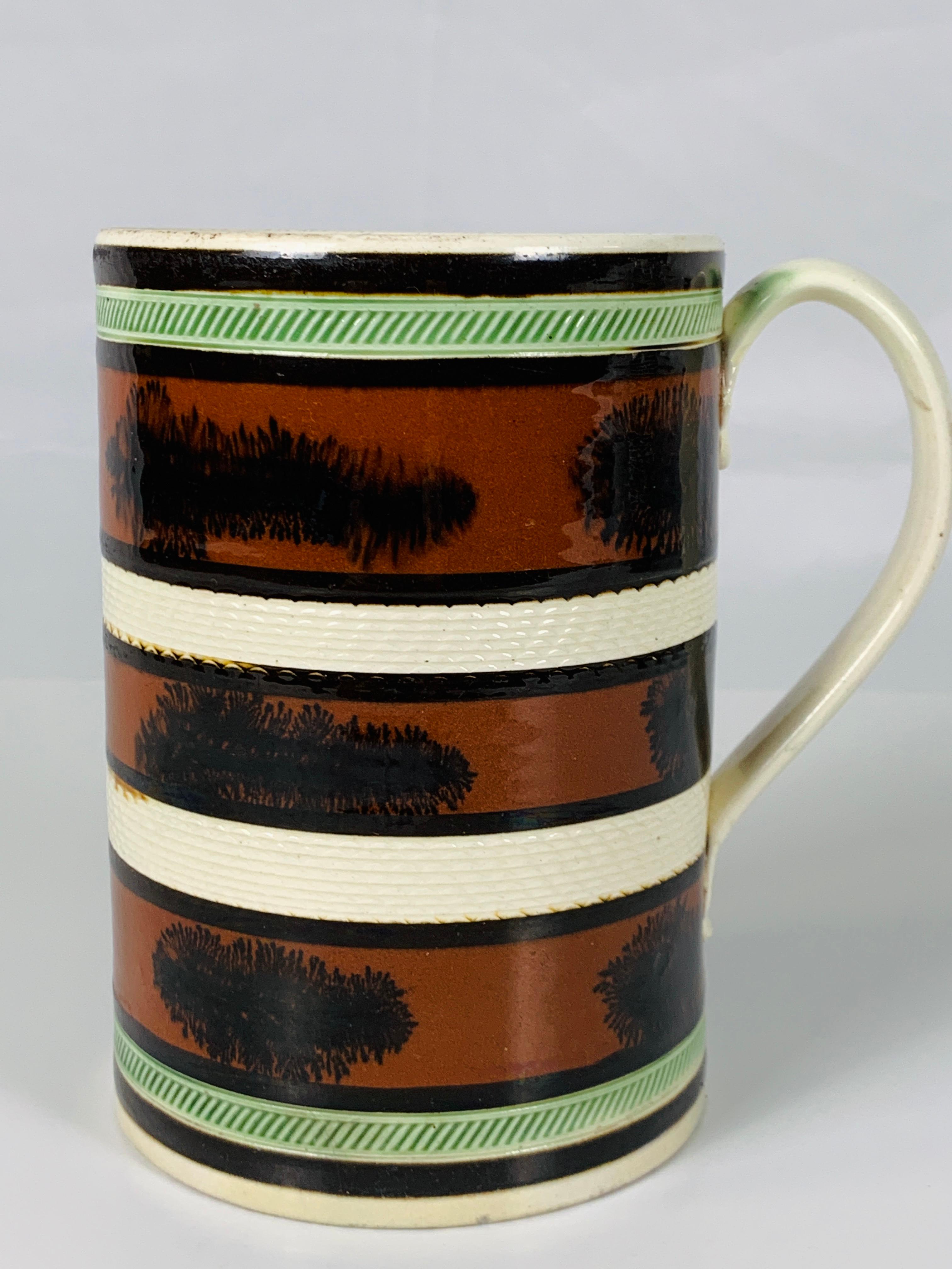 European  Mochaware Creamware Mug Made in England circa 1800 Decorated with 