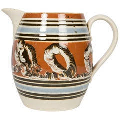 Mochaware Jug Decorated with Three Color Cable Design