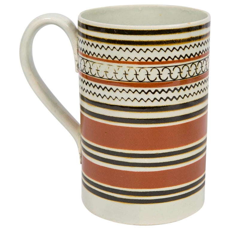 Mochaware Mug Banded with Brown Slip Made in England, circa 1815 For Sale
