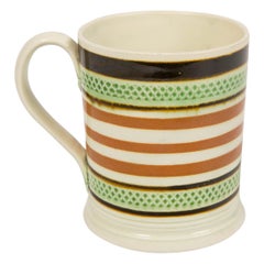 Mochaware Mug Banded with Green Glaze and Brown Slip, England, circa 1810