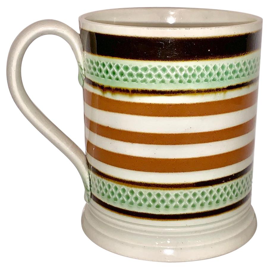 Mochaware Mug Slip Banded and Rouletted, England, circa 1810