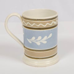 Rickard Collection Mochaware Mug w/ Oak Leaf & Wavy Line Decoration