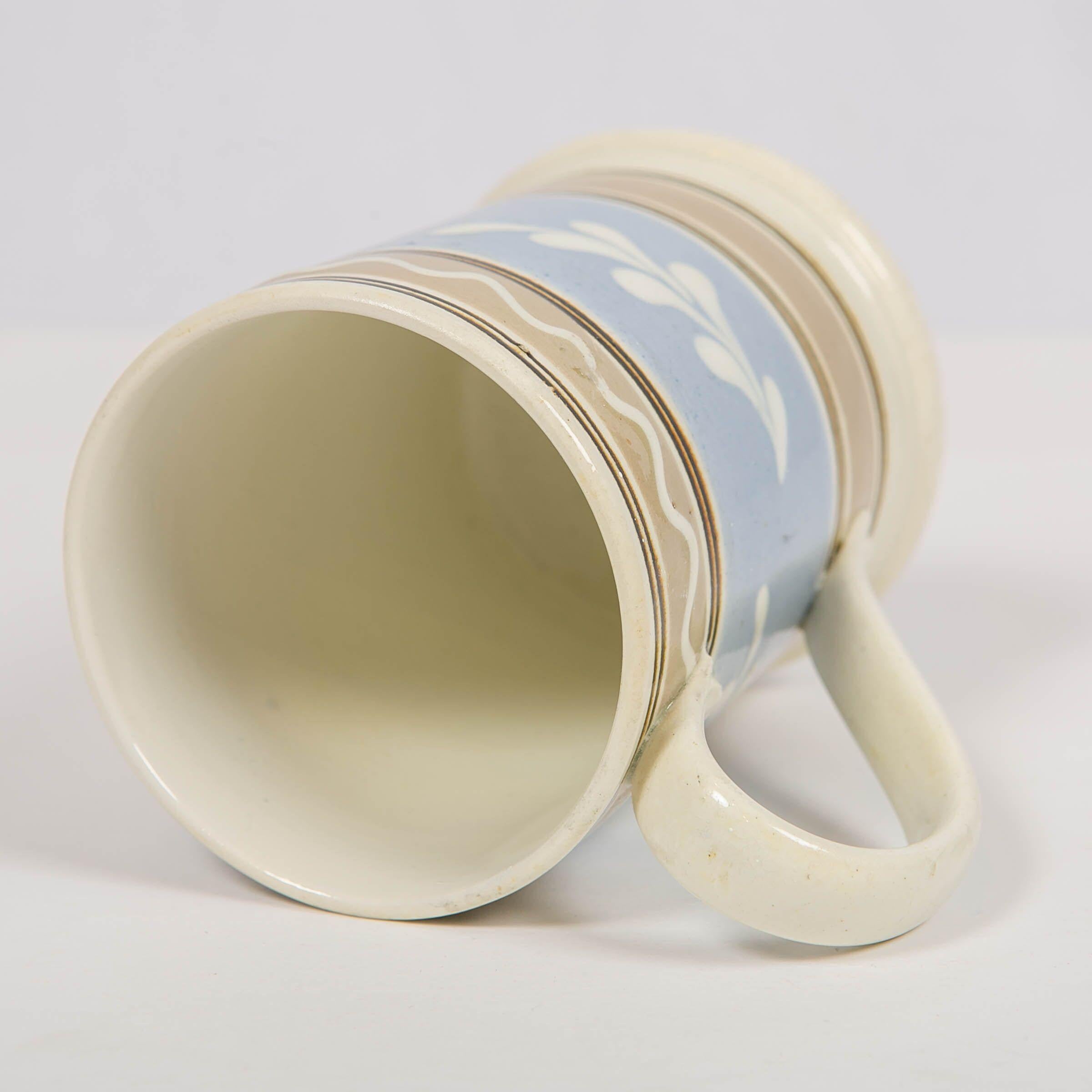 Rickard Collection Mochaware Mug w/ Oak Leaf & Wavy Line Decoration  For Sale 1