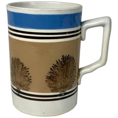 Mochaware Mug with Mocha "Trees" & Inscribed "E-R" under a Crown and "19__" .