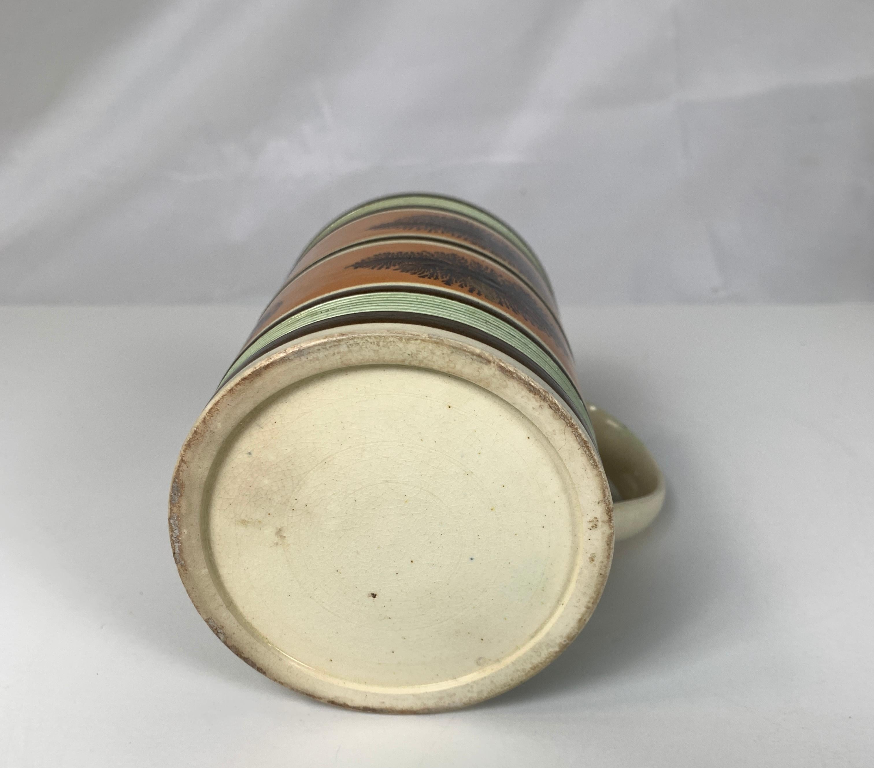 English Mochaware Mug with Seaweed Decoration