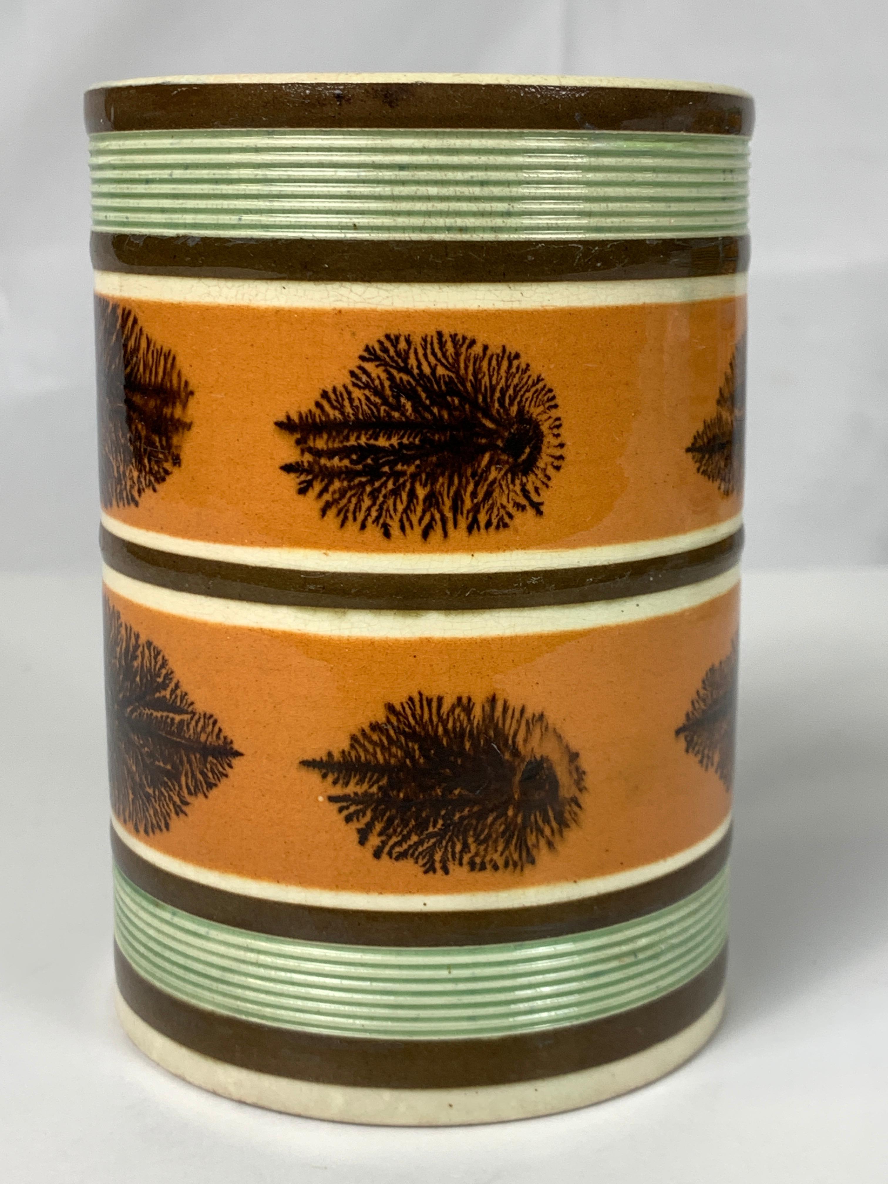 19th Century Mochaware Mug with Seaweed Decoration