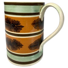 Antique Mochaware Mug with Seaweed Decoration