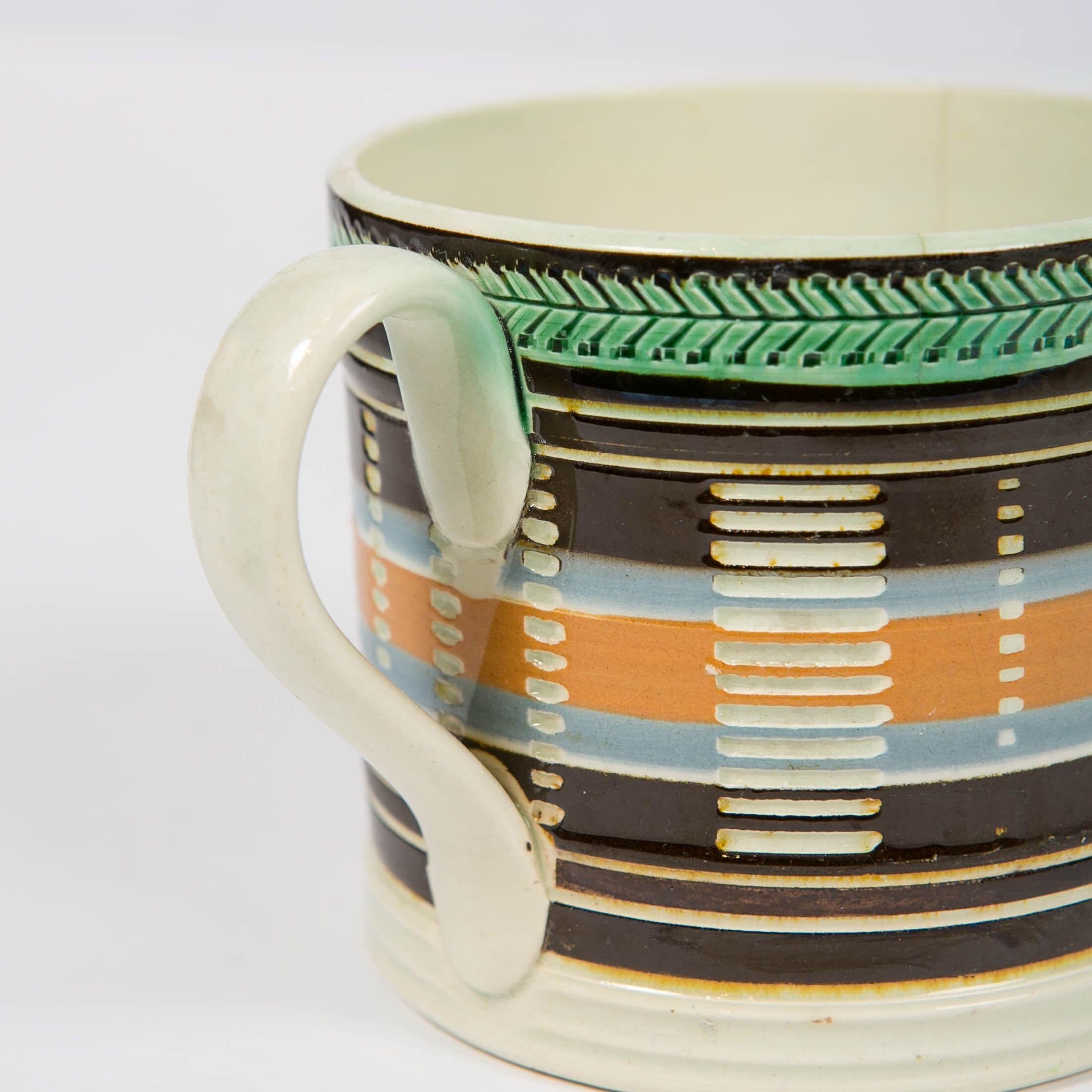 Mochaware Mug with Slip Decoration Made in England, circa 1820 In Good Condition In Katonah, NY