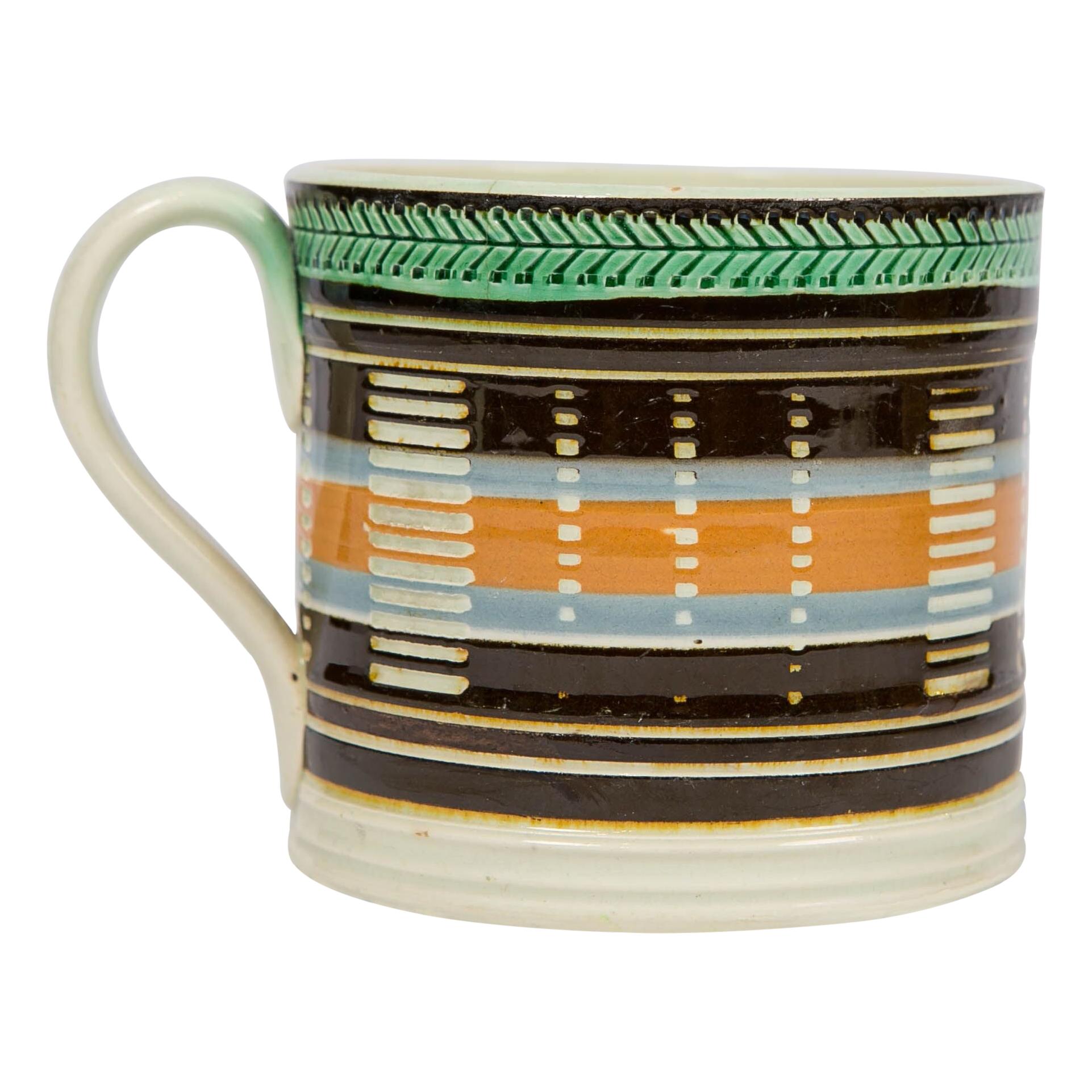 Mochaware Mug with Slip Decoration Made in England, circa 1820