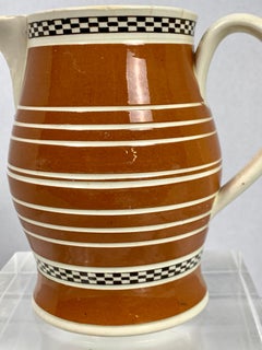Antique Mochaware Pitcher Chocolate Brown Slip Decoration England Circa 1815