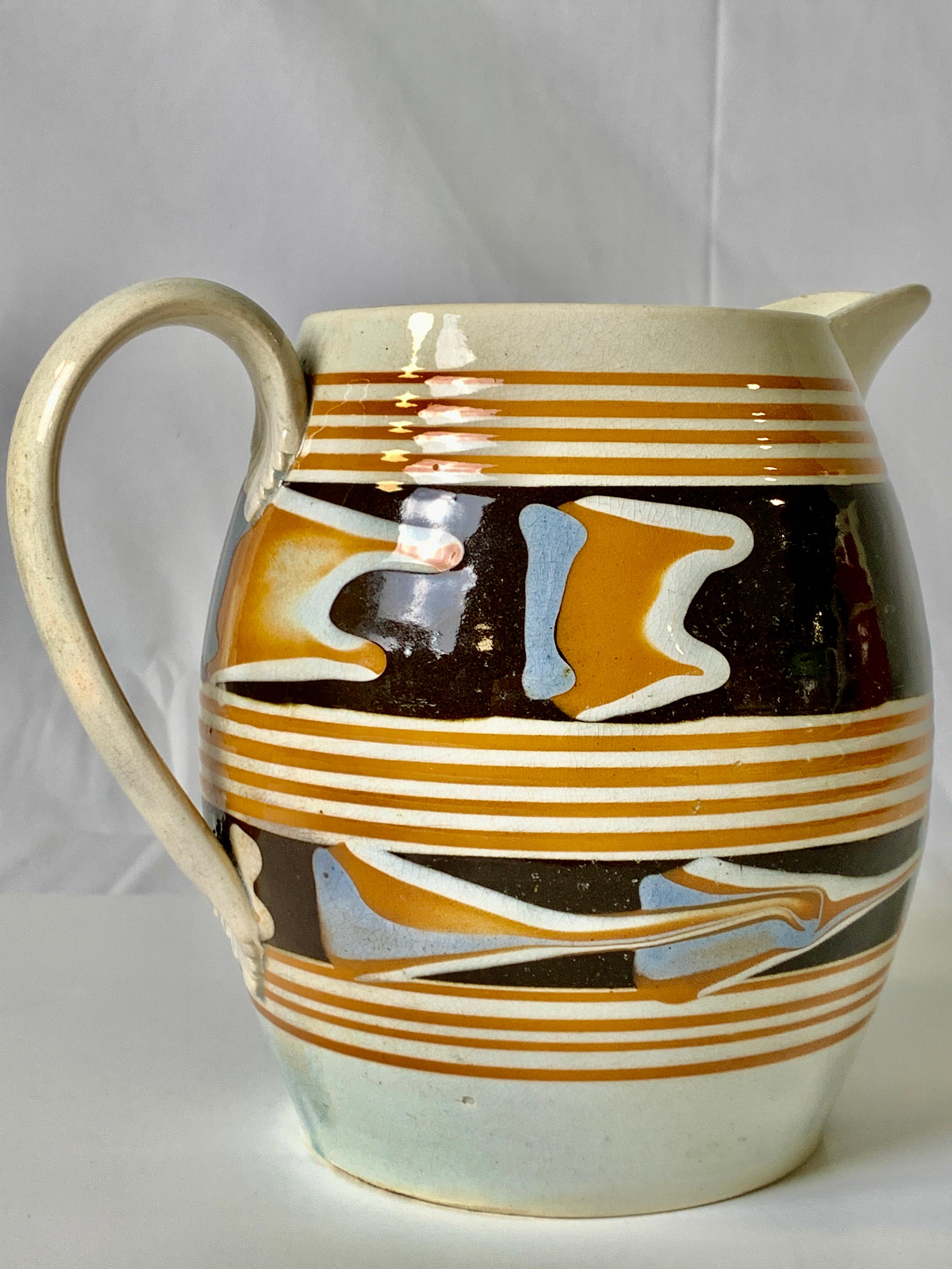 Country Mochaware Pitcher Made in England, circa 1820
