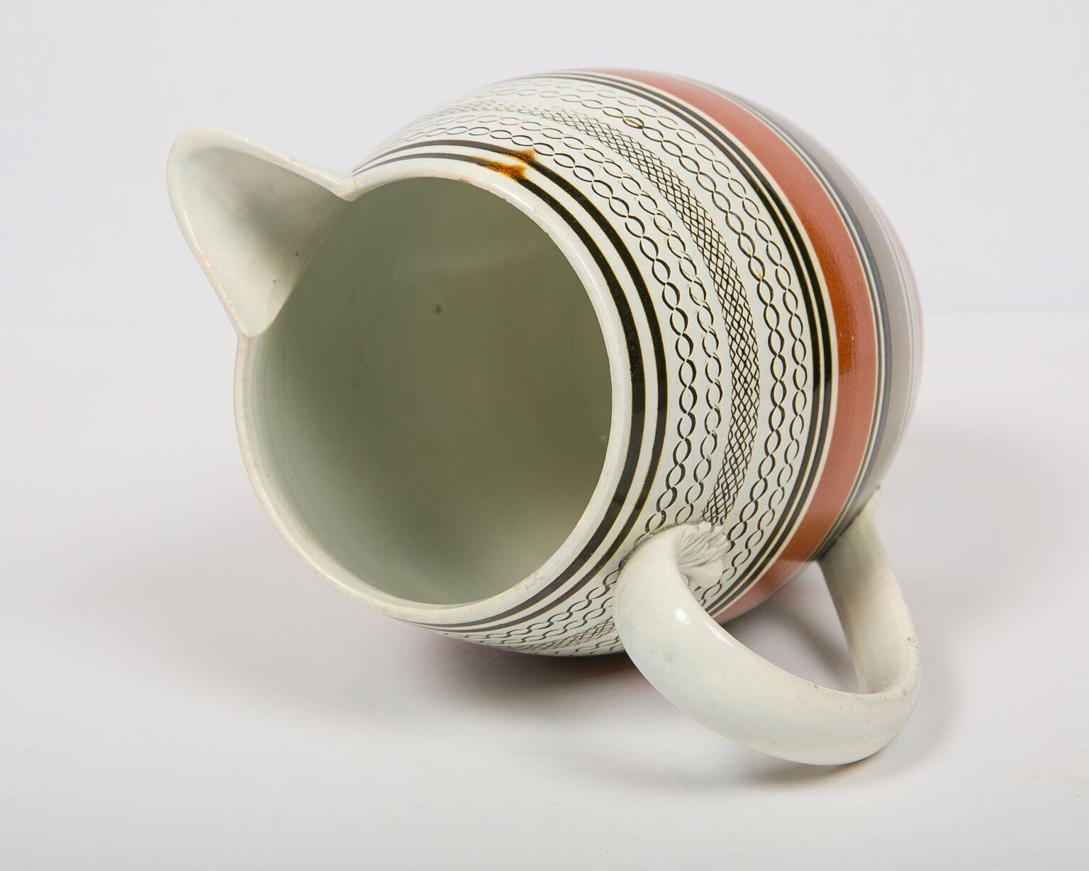 Earthenware Mochaware Pitcher Made in England, circa 1830