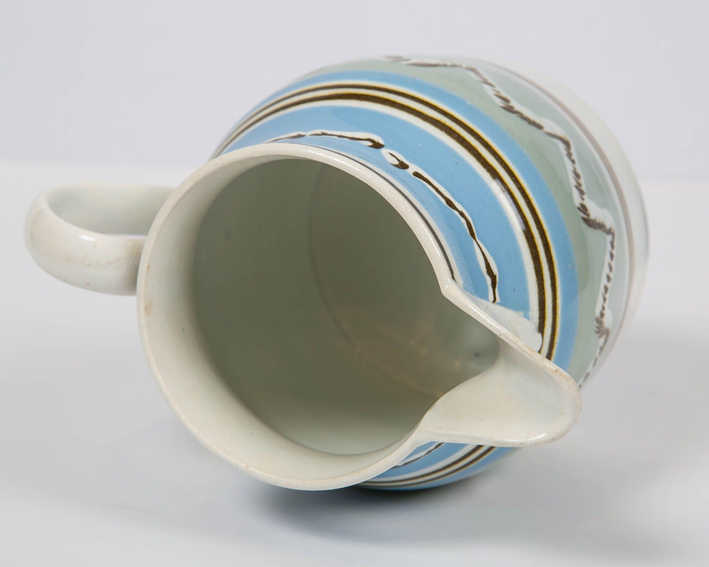 Mochaware Pitcher Made of Pearl-Glazed Creamware in England, circa 1820 1